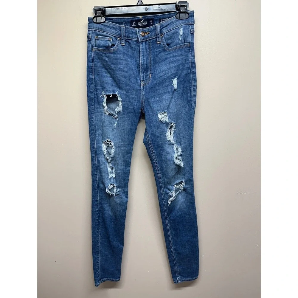 Hollister High-Rise Super Skinny Distressed Jeans Blue W26 L30 Size‎ 3R